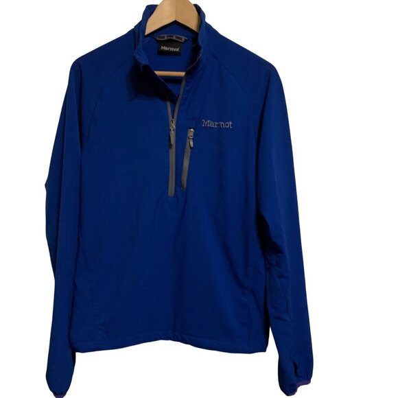 Marmot Women's Blue 1/4 Zip Pullover Jacket, Chest Pocket, Long Sleeves, Size SP - Picture 2 of 12